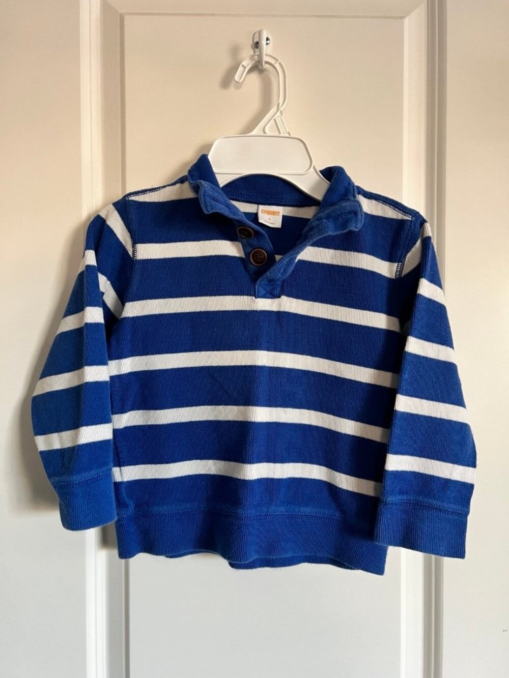 Boys Gymboree blue white stripe sweater size 4